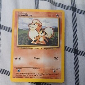 Pokemon Growlithe Trading Card - Orange and White